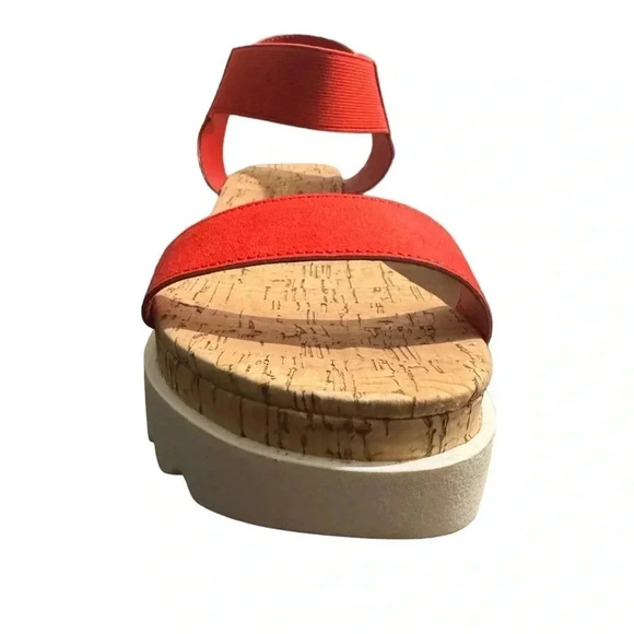 Sun + Stone Womens Melanyy Slip On Open Toe Wedge Sandals Red - Picture 5 of 7